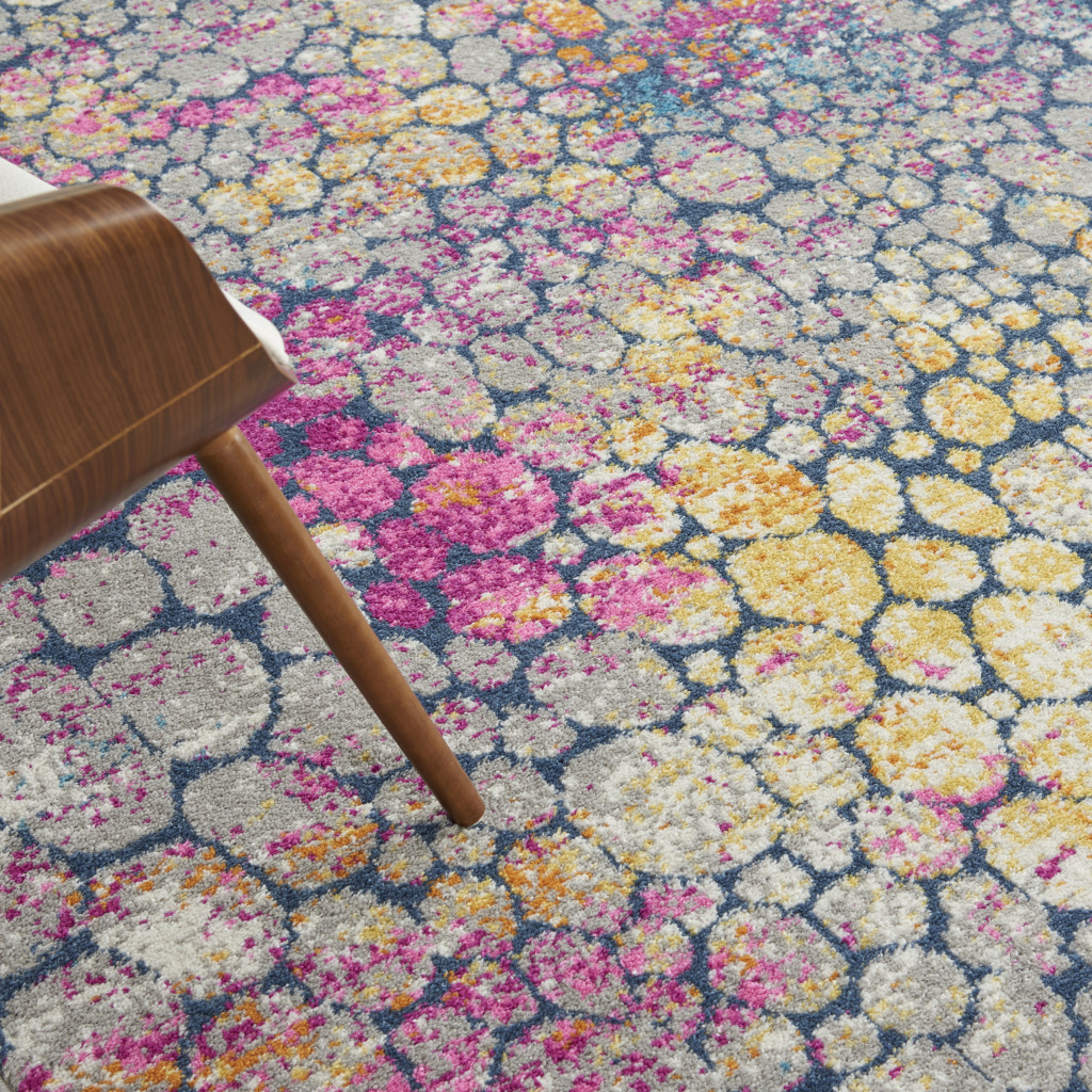 7" X 10" Pink And Ivory Coral Power Loom Area Rug
