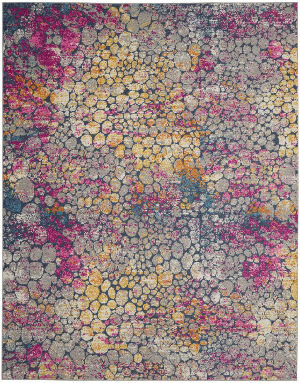 7" X 10" Pink And Ivory Coral Power Loom Area Rug