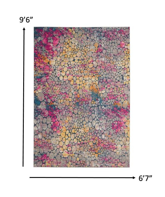 7" X 10" Pink And Ivory Coral Power Loom Area Rug