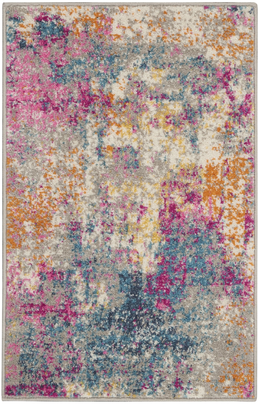 2' X 3' Blue And Pink Abstract Power Loom Area Rug-385708-1