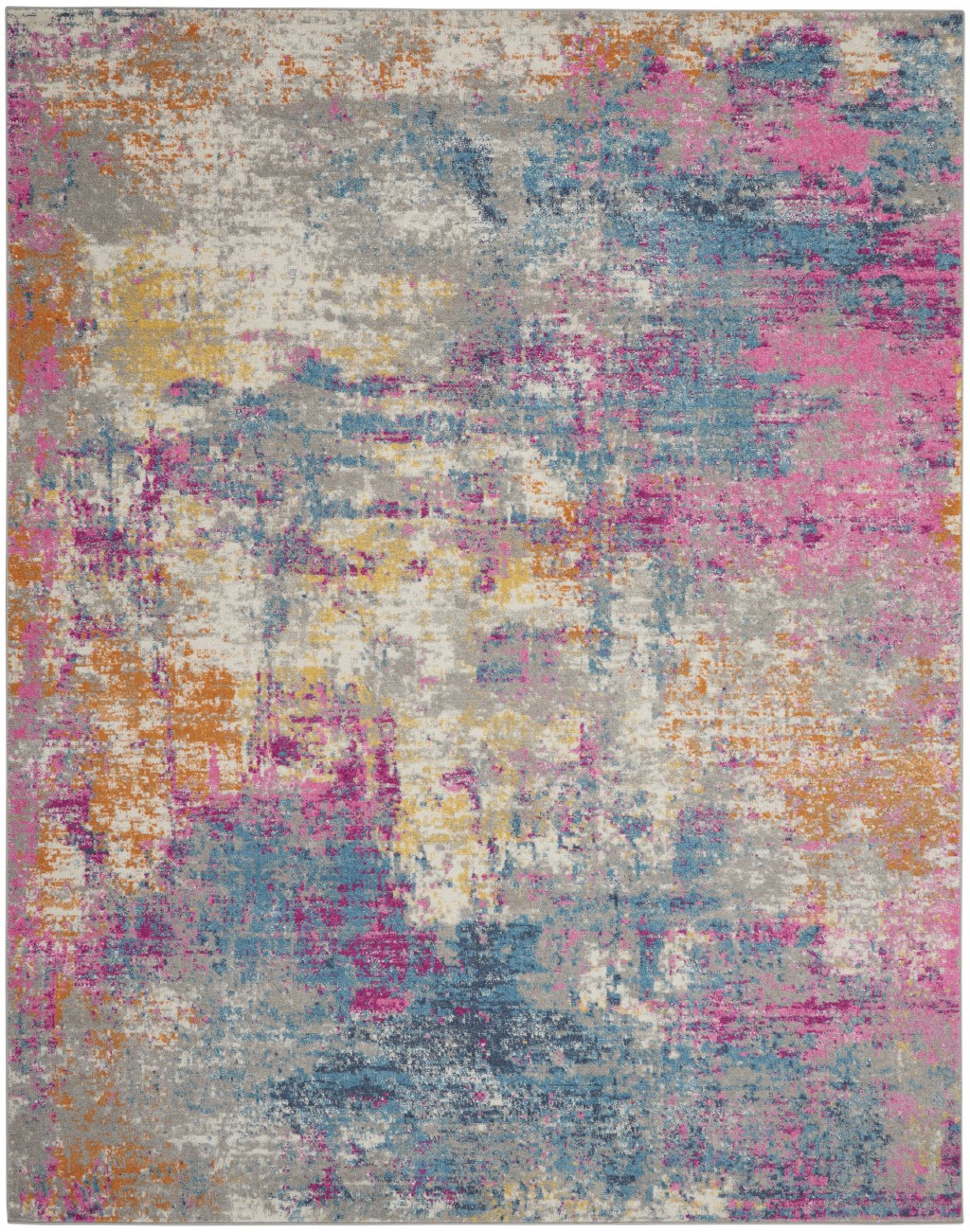 7' X 10' Blue And Pink Abstract Power Loom Area Rug-385716-1