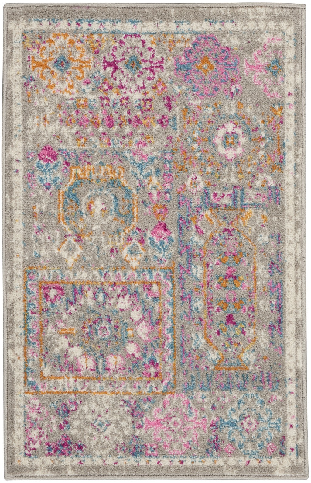 2' X 3' Pink And Gray Abstract Power Loom Area Rug-385719-1