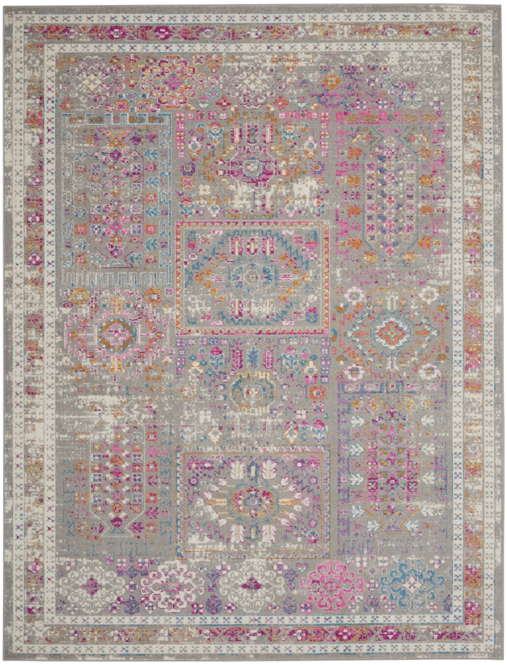 7' X 10' Pink And Gray Abstract Power Loom Area Rug-385727-1