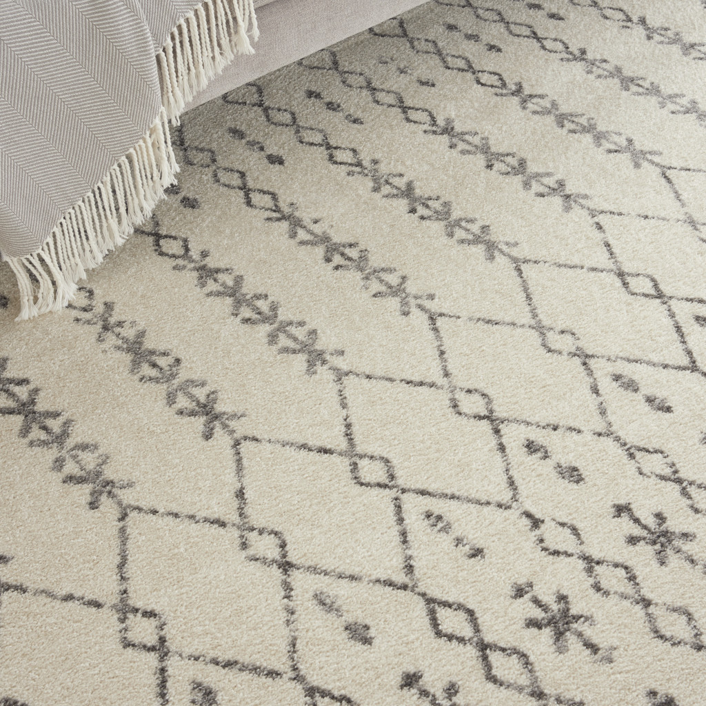 8" X 10" Gray Geometric Power Loom Area Rug