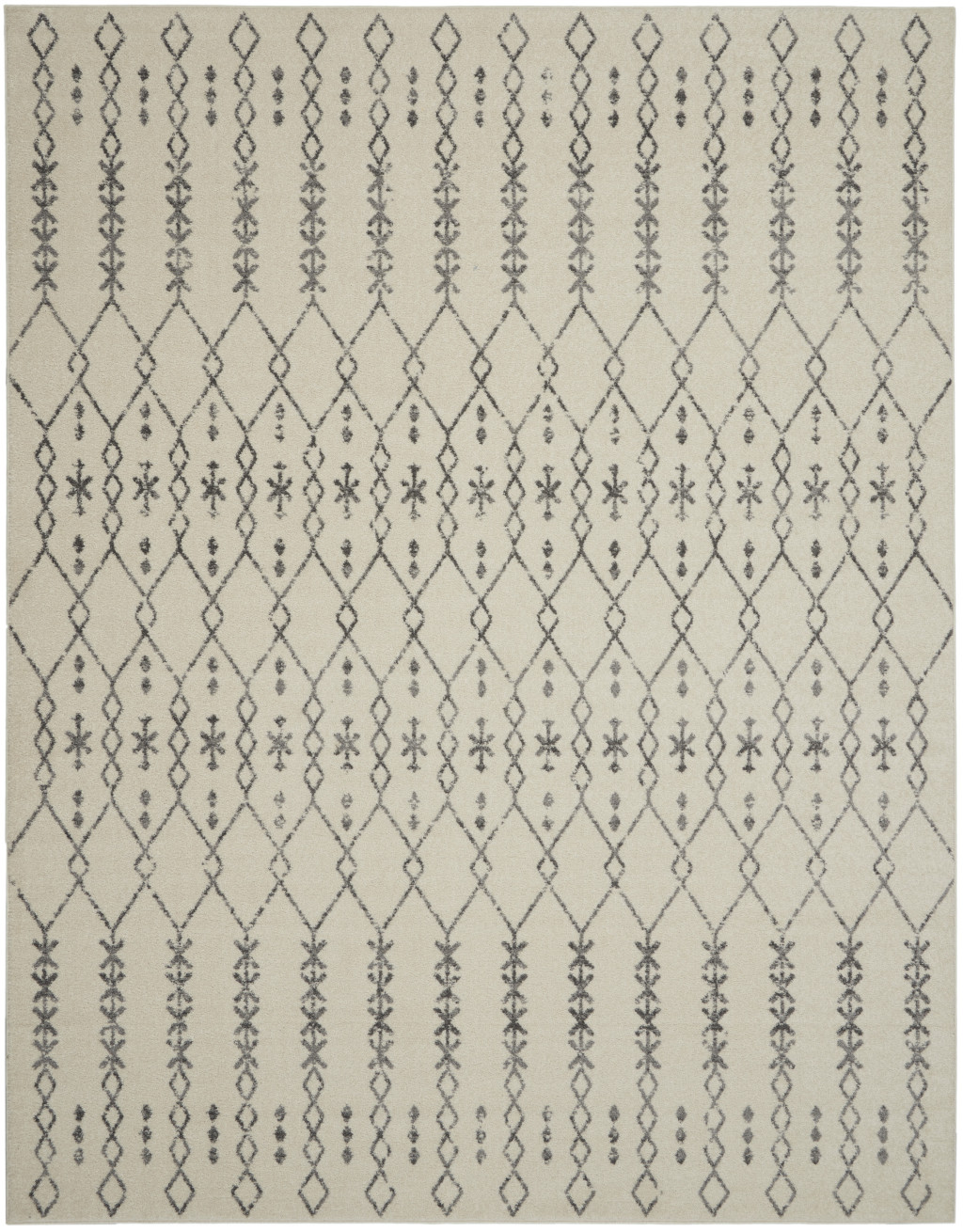 8" X 10" Gray Geometric Power Loom Area Rug