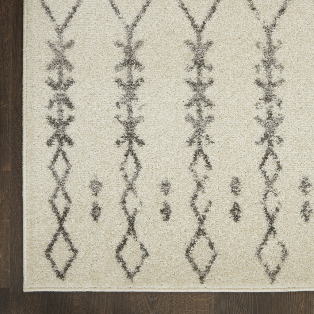 8" X 10" Gray Geometric Power Loom Area Rug