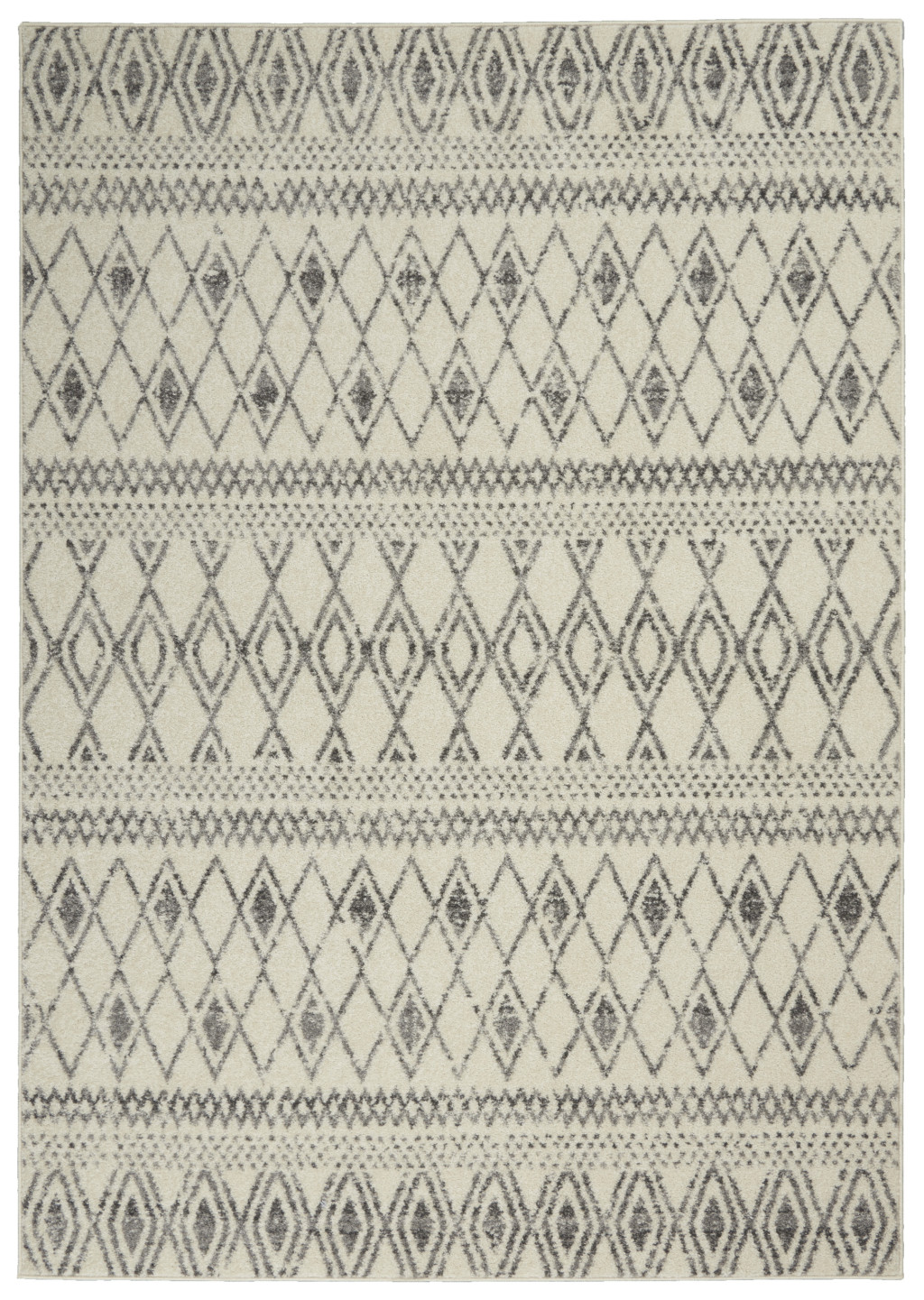 5" X 7" Gray Geometric Berber Power Loom Area Rug