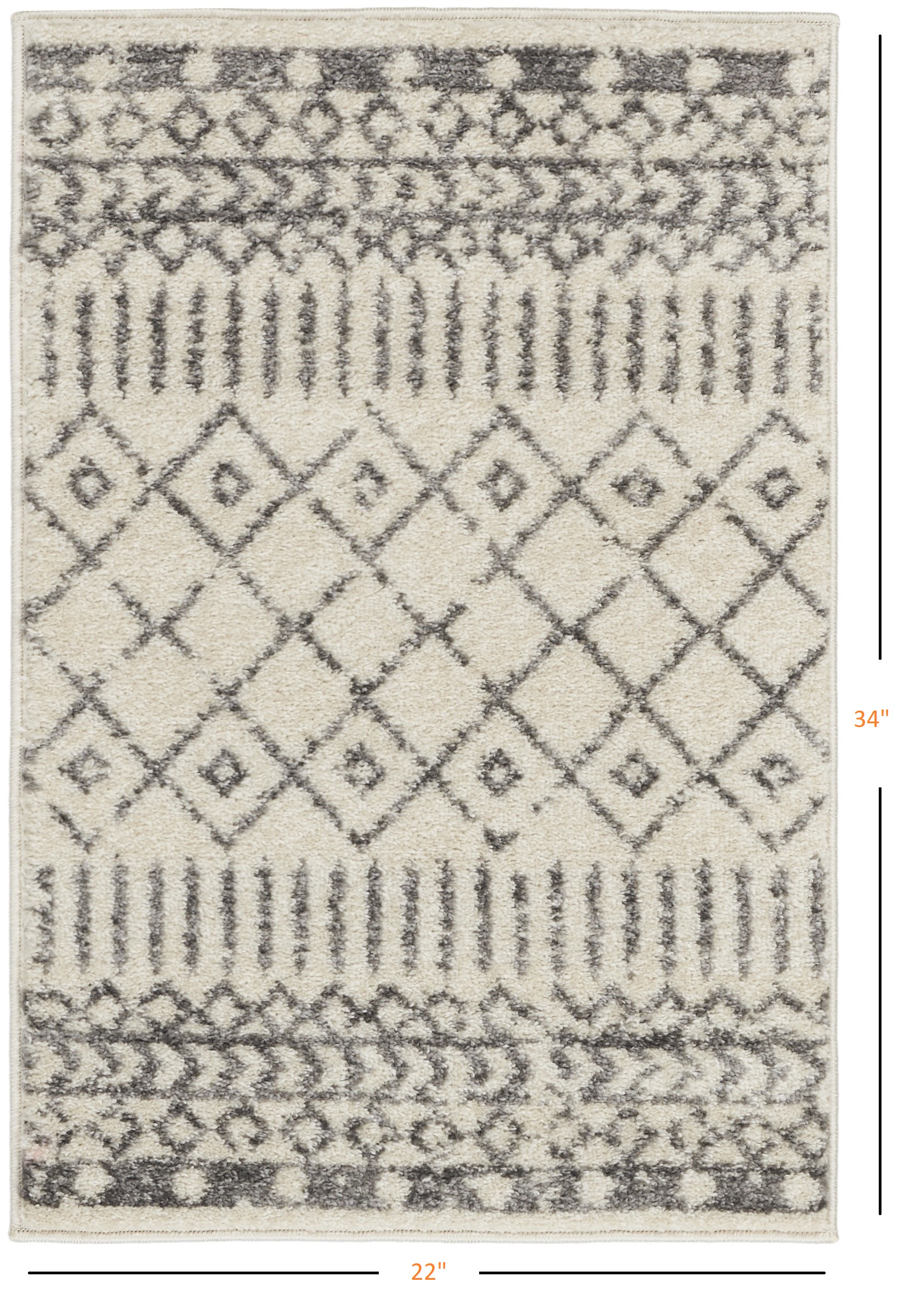 2" X 3" Gray Geometric Power Loom Area Rug