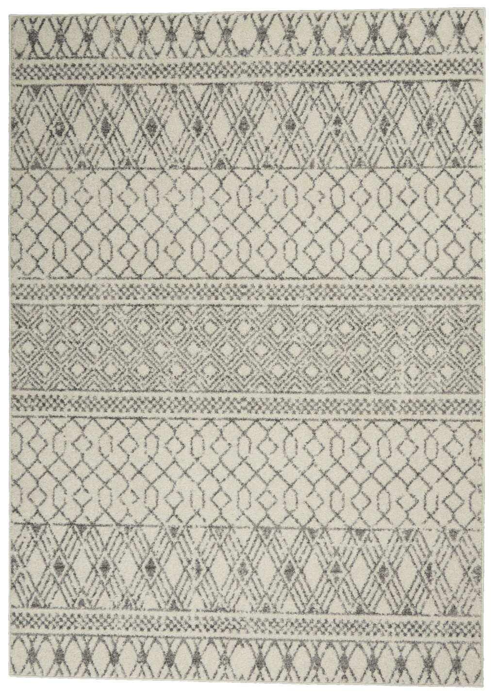 5" X 7" Gray Geometric Power Loom Area Rug