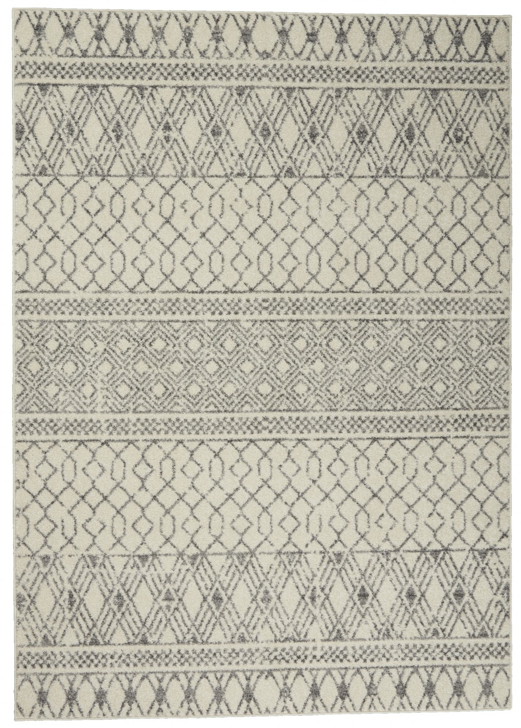 5" X 7" Gray Geometric Power Loom Area Rug