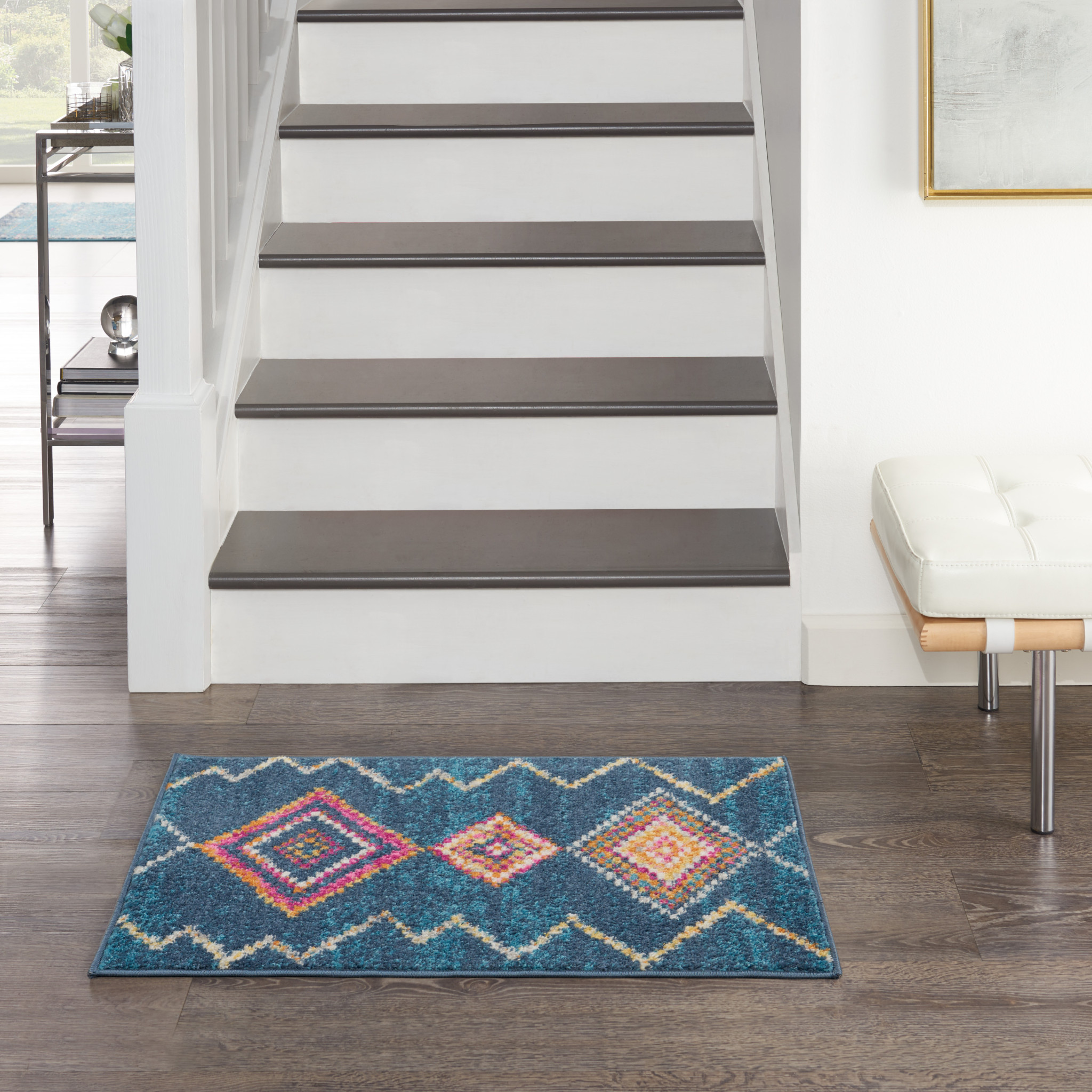 2" X 3" Navy Blue Southwestern Berber Area Rug