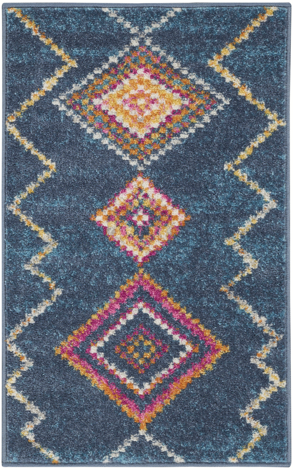 2" X 3" Navy Blue Southwestern Berber Area Rug