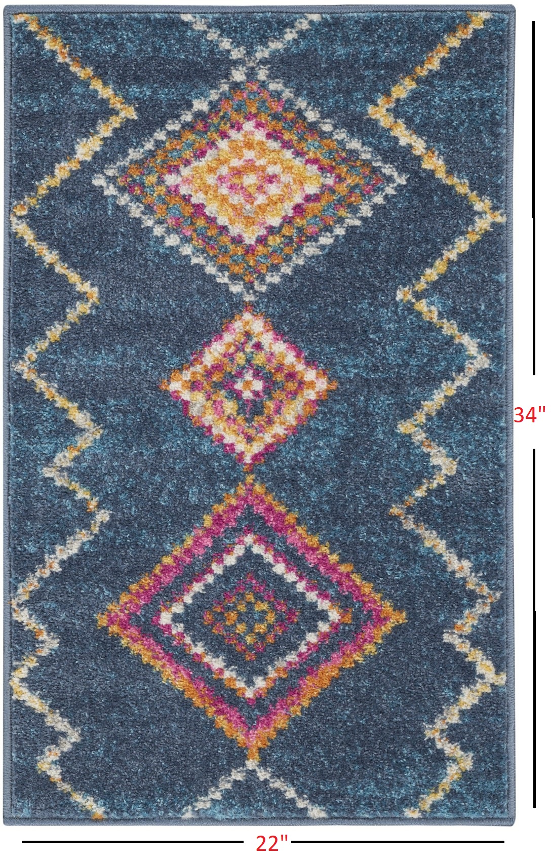 2" X 3" Navy Blue Southwestern Berber Area Rug