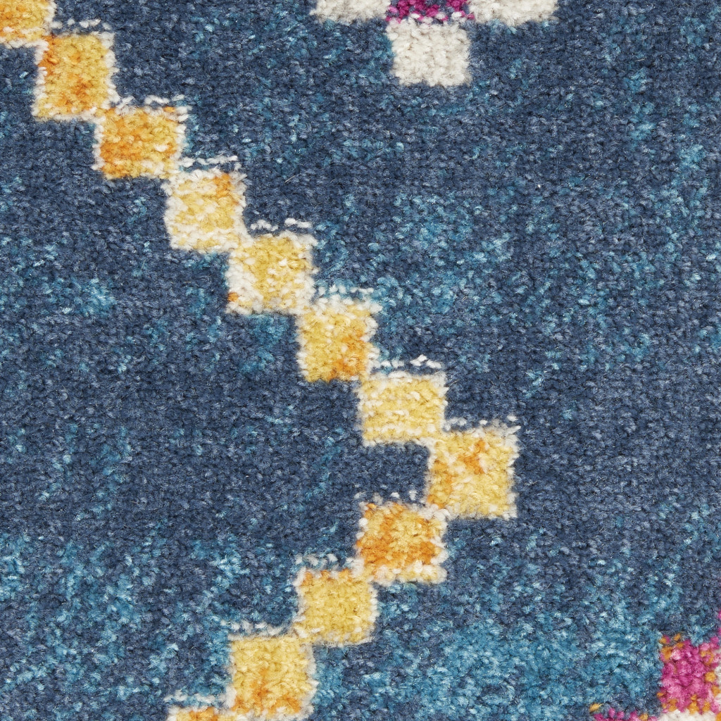 5" X 7" Navy Blue Southwestern Berber Area Rug