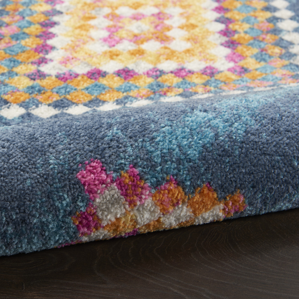 5" X 7" Navy Blue Southwestern Berber Area Rug