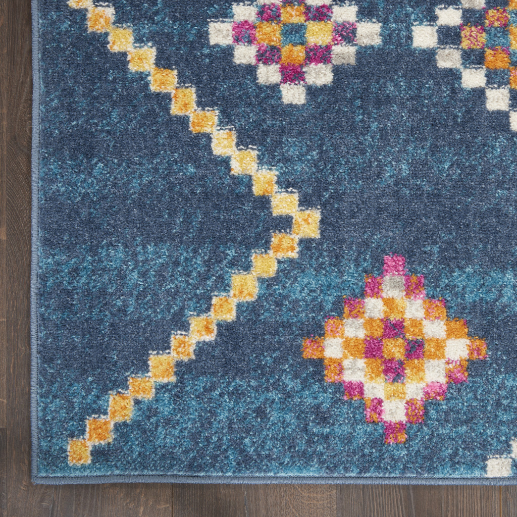 5" X 7" Navy Blue Southwestern Berber Area Rug
