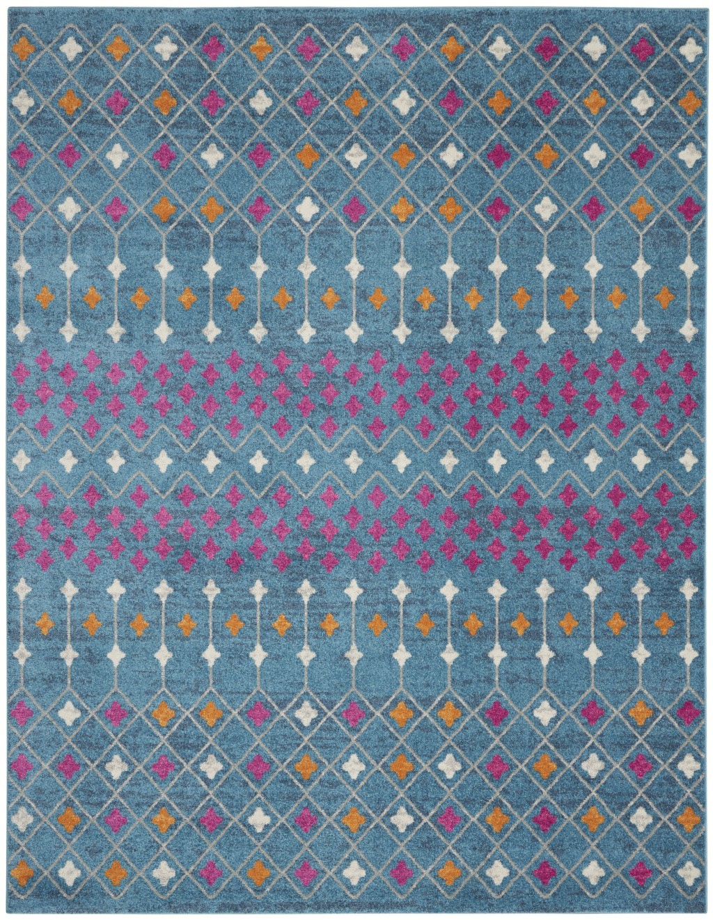 7' x 10' Blue and Orange Geometric Dhurrie Area Rug-385785-1