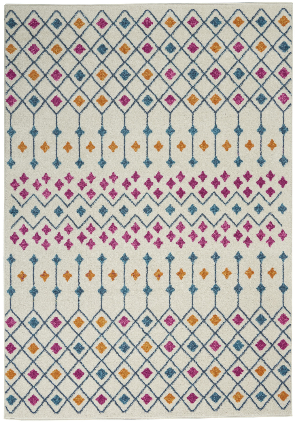 5' X 7' Ivory And Blue Geometric Area Rug-385790-1