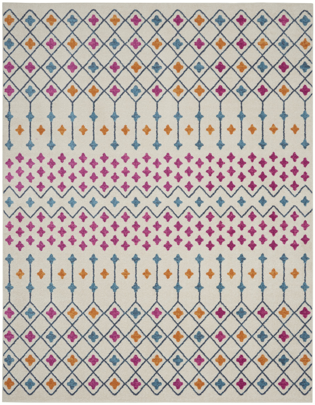 8' X 10' Ivory And Blue Geometric Area Rug-385792-1