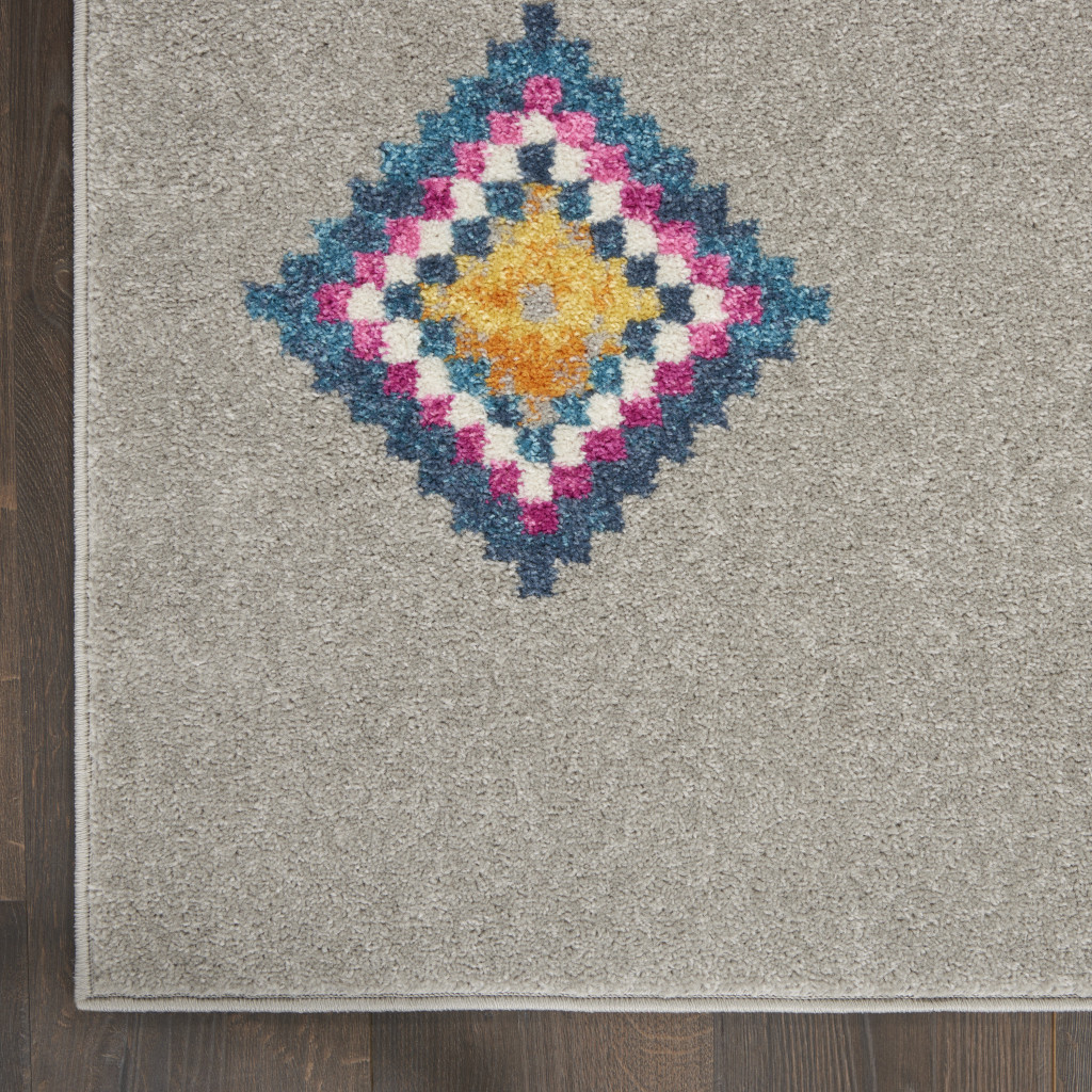 2" X 3" Gray Geometric Berber Area Rug