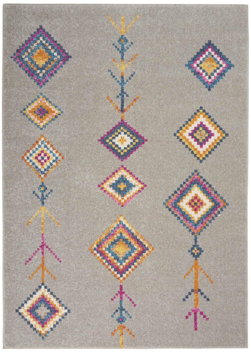 5" X 7" Gray Geometric Berber Area Rug