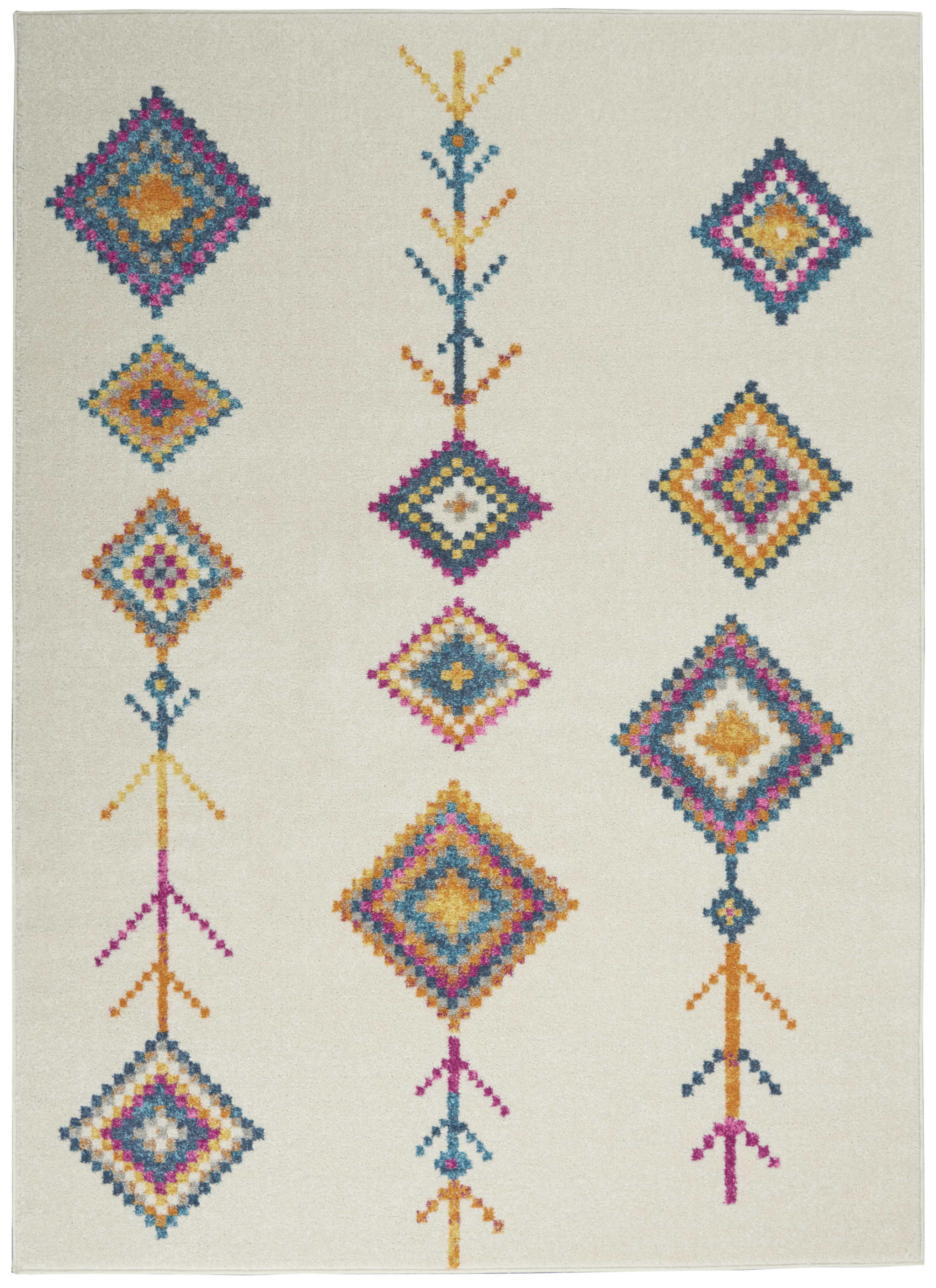 5" X 7" Ivory Geometric Berber Area Rug