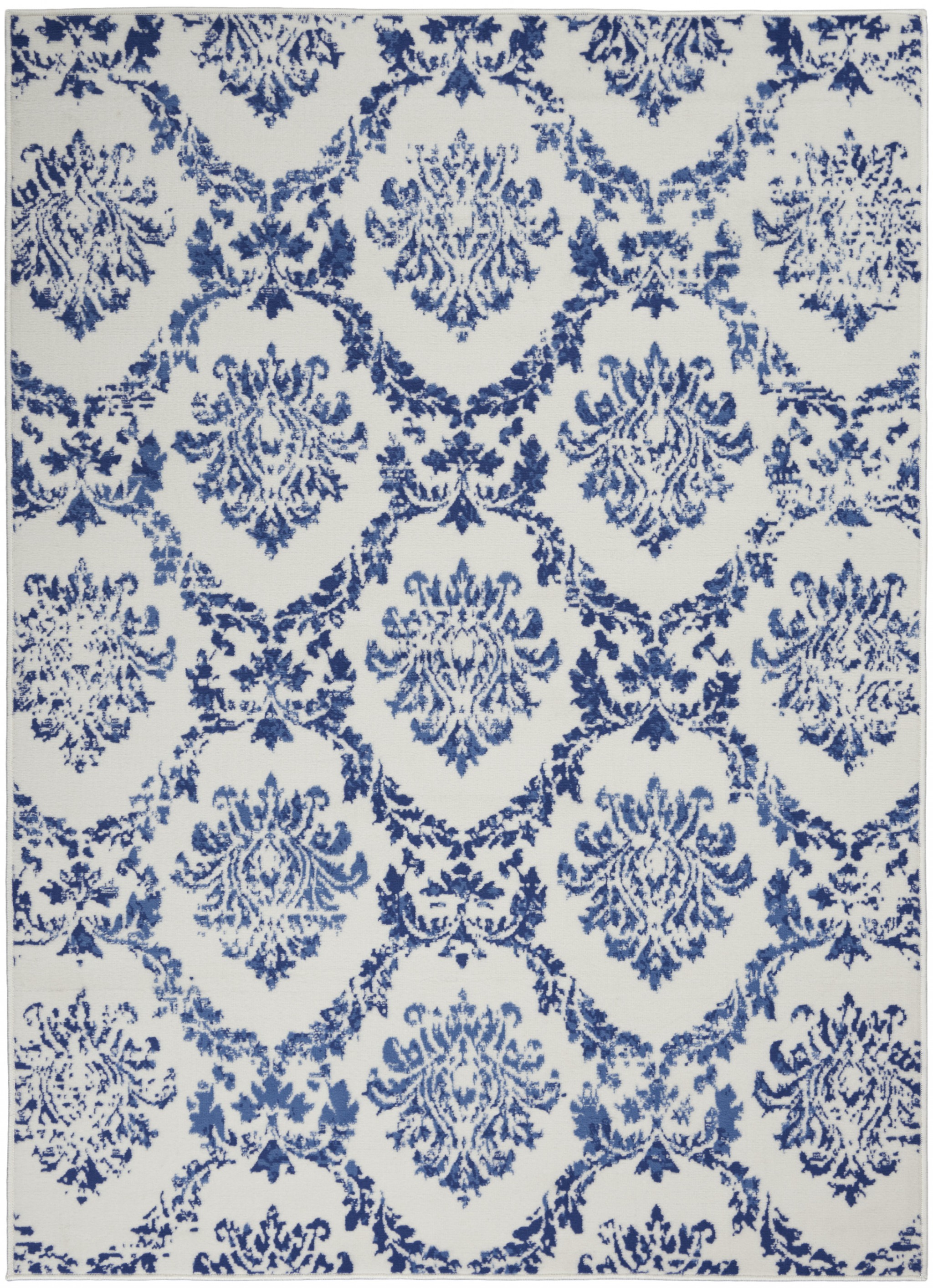 4" X 6" Blue And Ivory Floral Dhurrie Area Rug