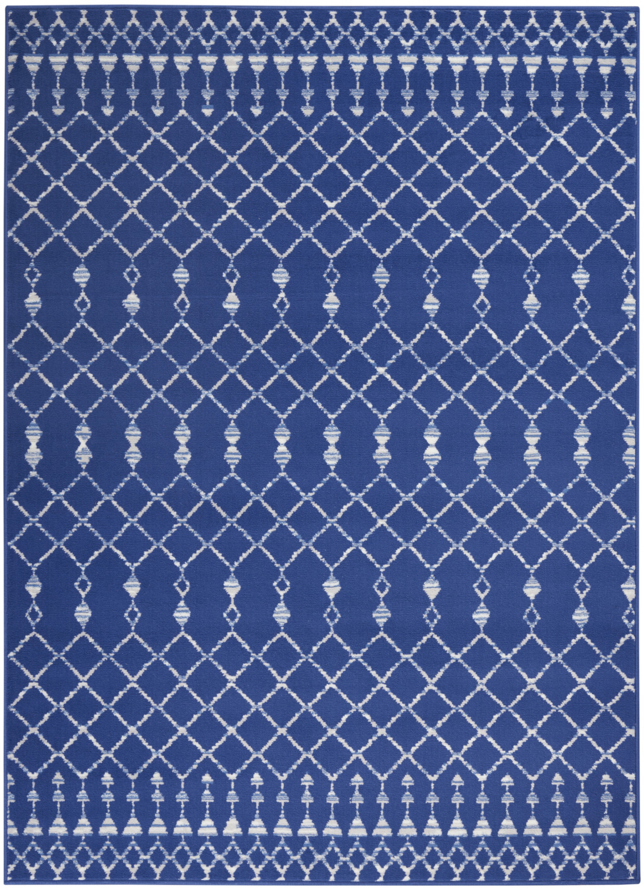 4' X 6' Navy Blue Geometric Berber Area Rug-385829-1