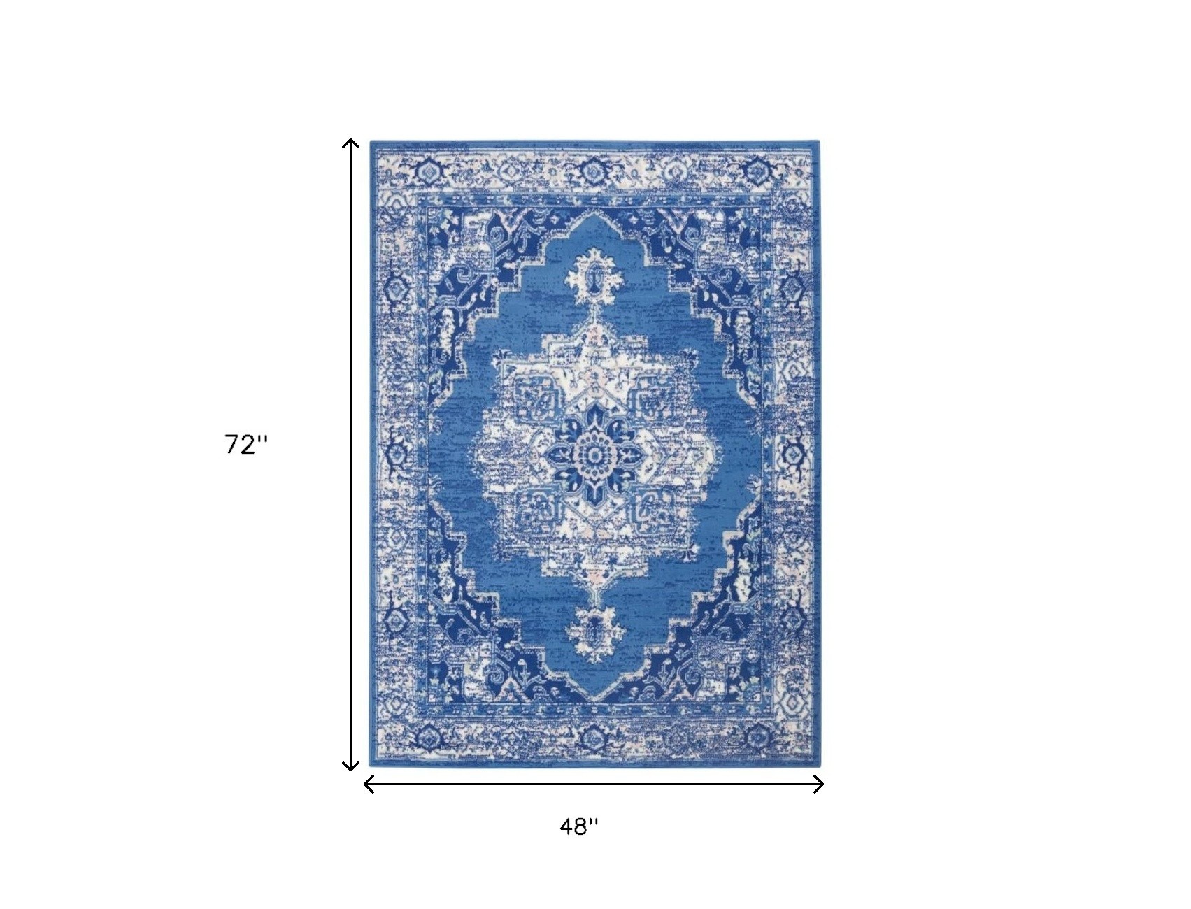 4" X 6" Navy Blue Floral Dhurrie Area Rug