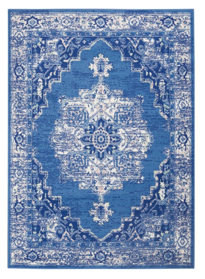 5" X 7" Navy Blue Floral Dhurrie Area Rug