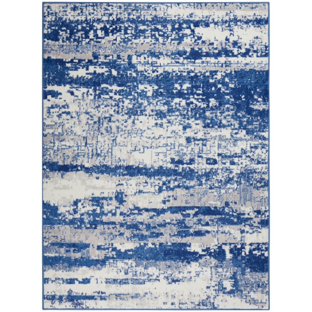 6' X 9' Ivory And Blue Ombre Distressed Area Rug-385852-1