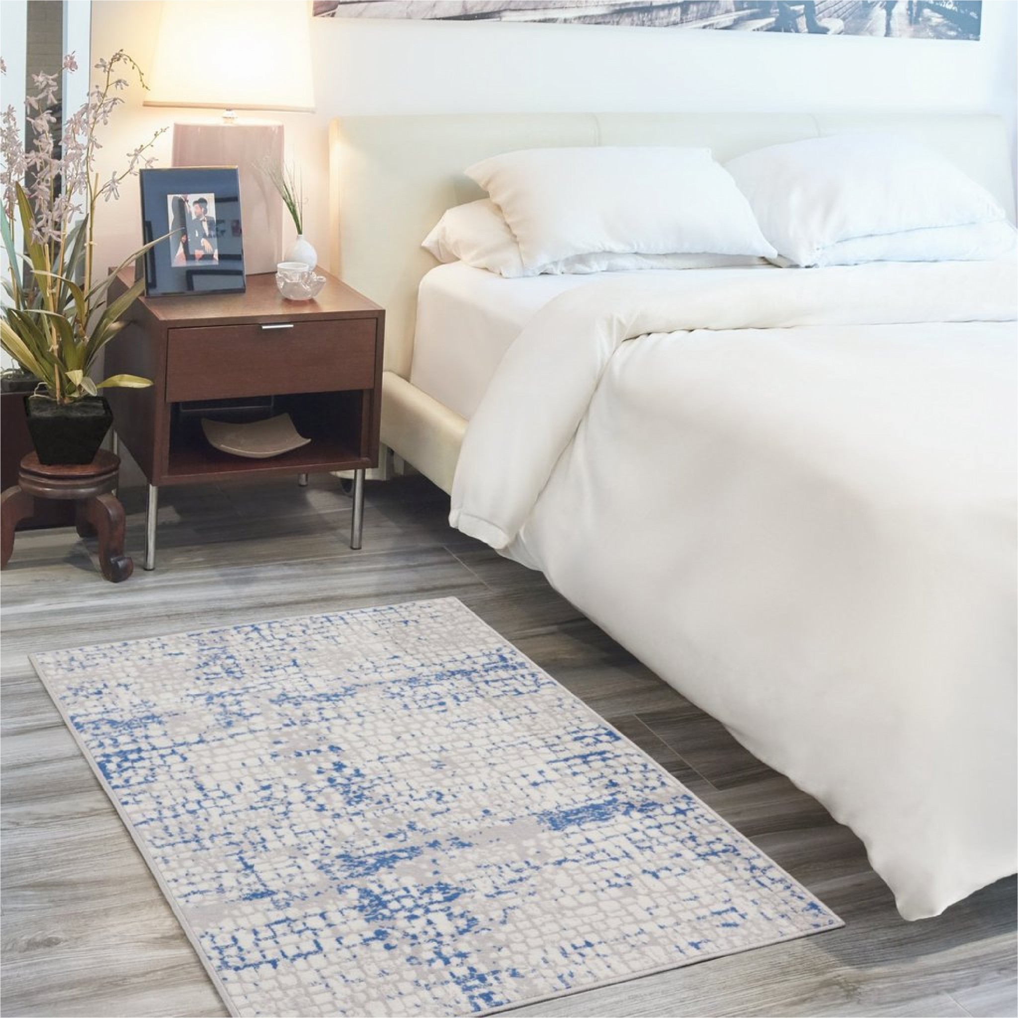 4" X 6" Blue Gray Abstract Dhurrie Area Rug