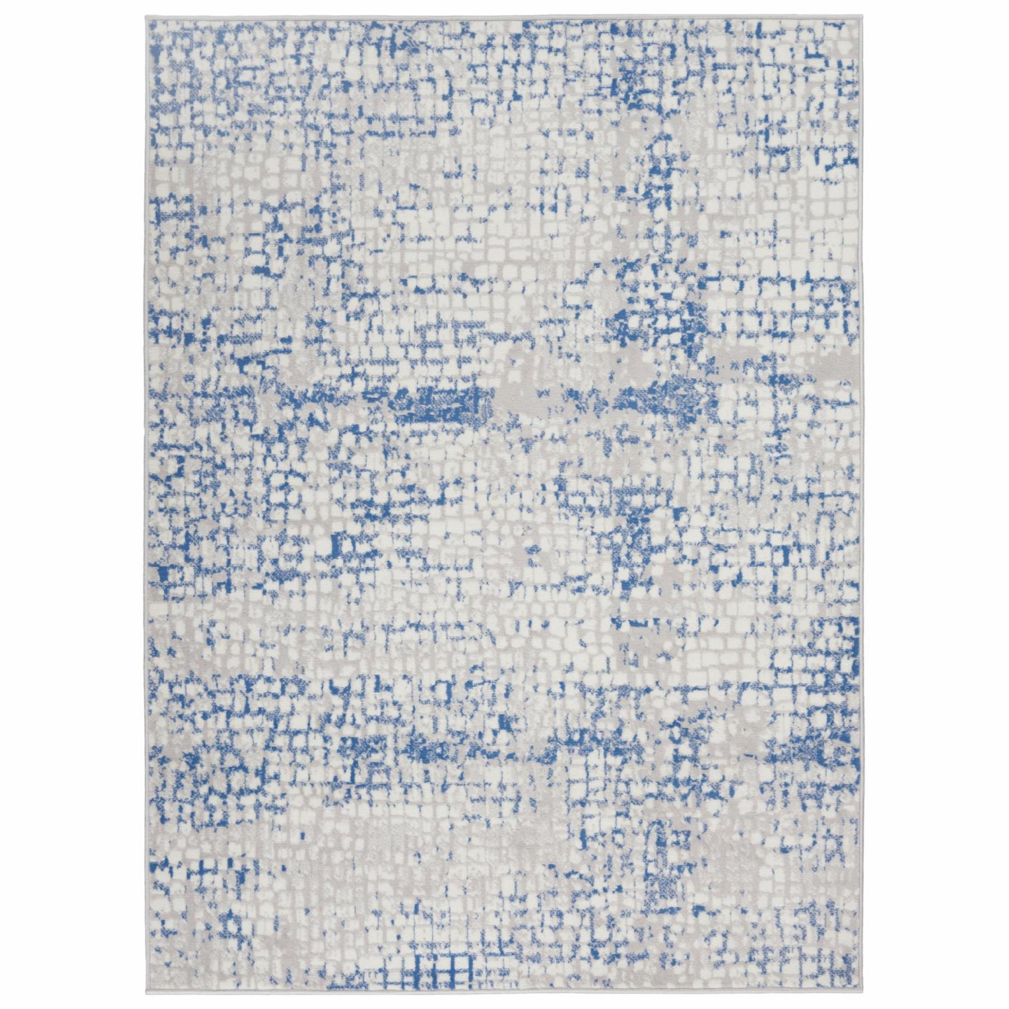 4' X 6' Blue Gray Abstract Dhurrie Area Rug-385853-1