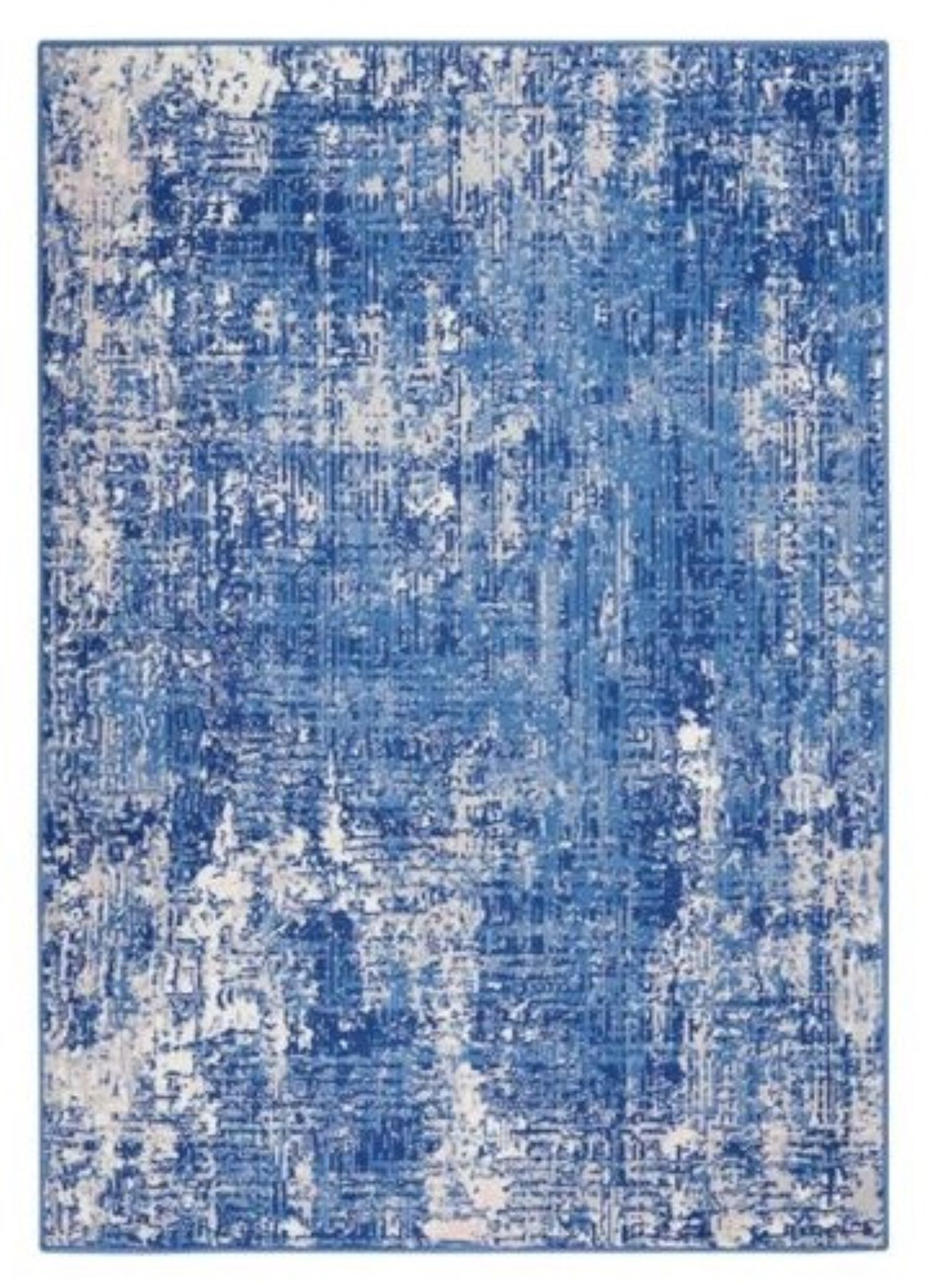 5" X 7" Blue And Ivory Abstract Dhurrie Area Rug