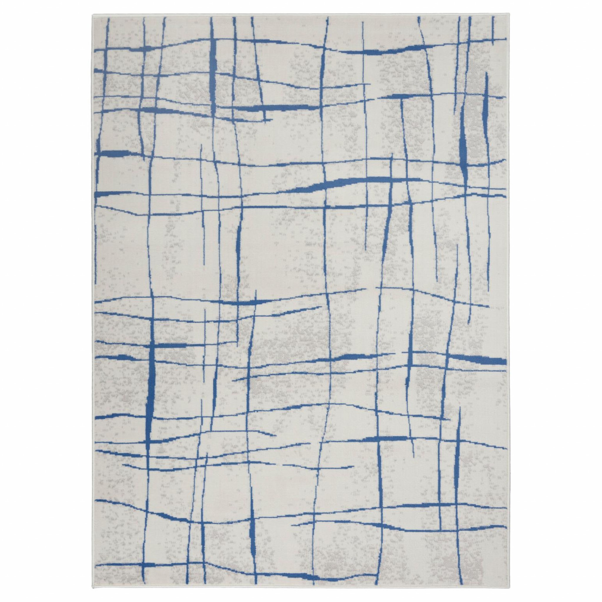 4' X 6' Blue And Ivory Abstract Dhurrie Area Rug-385862-1