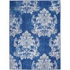5' X 7' Blue And Ivory Floral Dhurrie Area Rug-385872-1