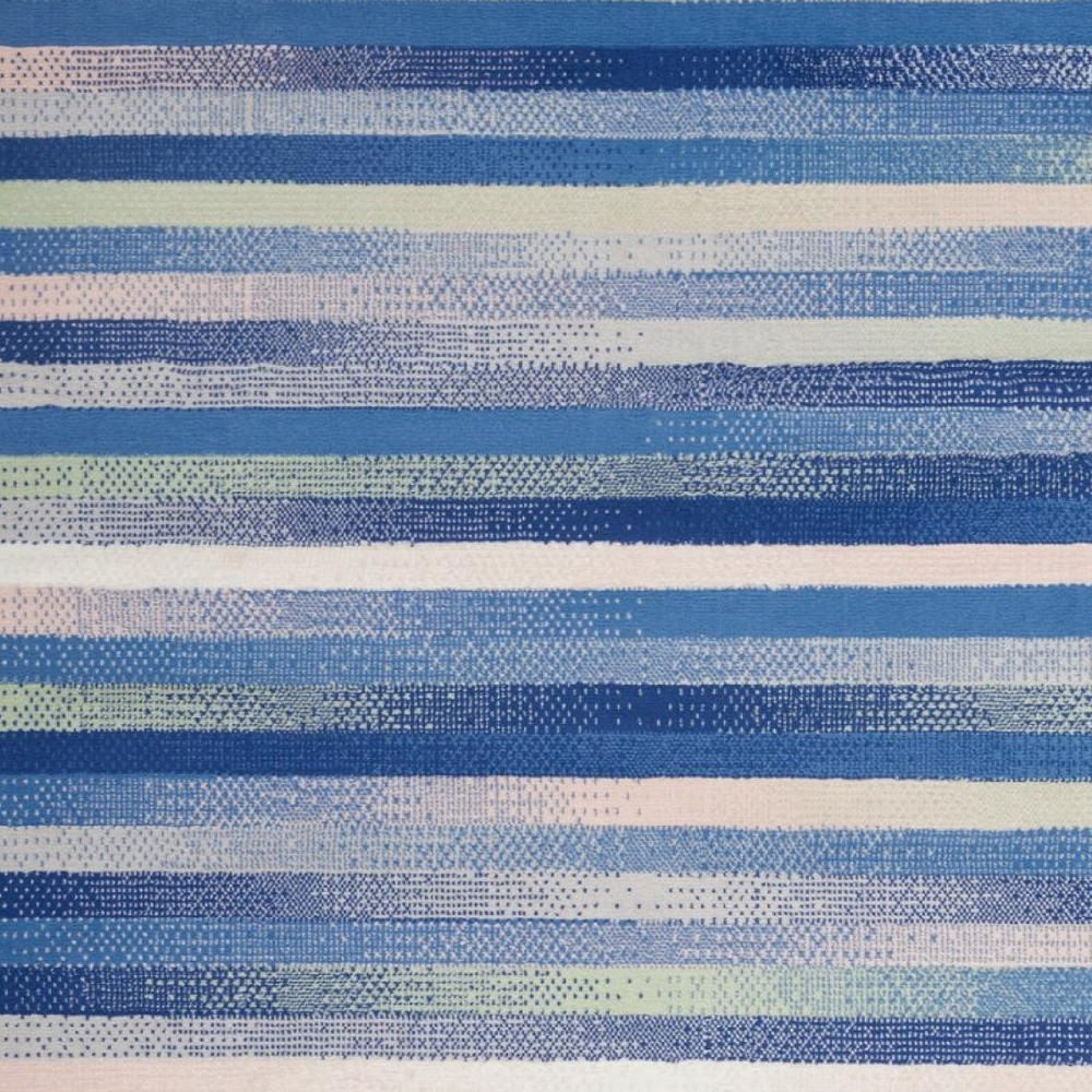 4" X 6" Blue And White Striped Dhurrie Area Rug