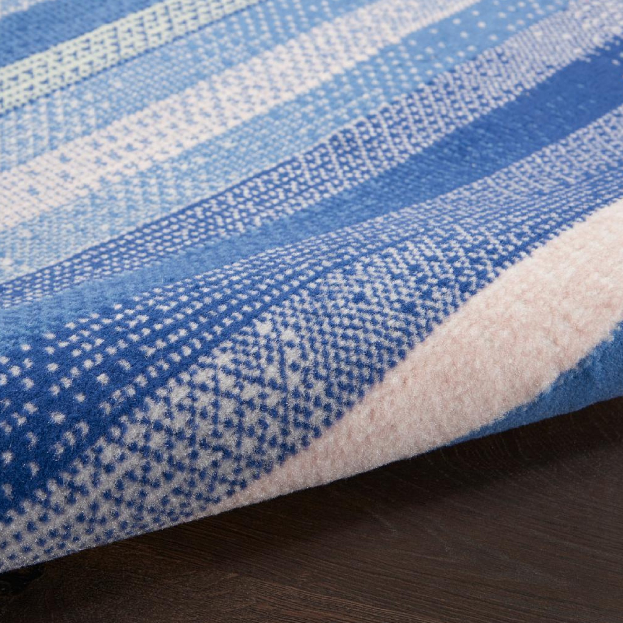 6" X 9" Blue And White Striped Dhurrie Area Rug