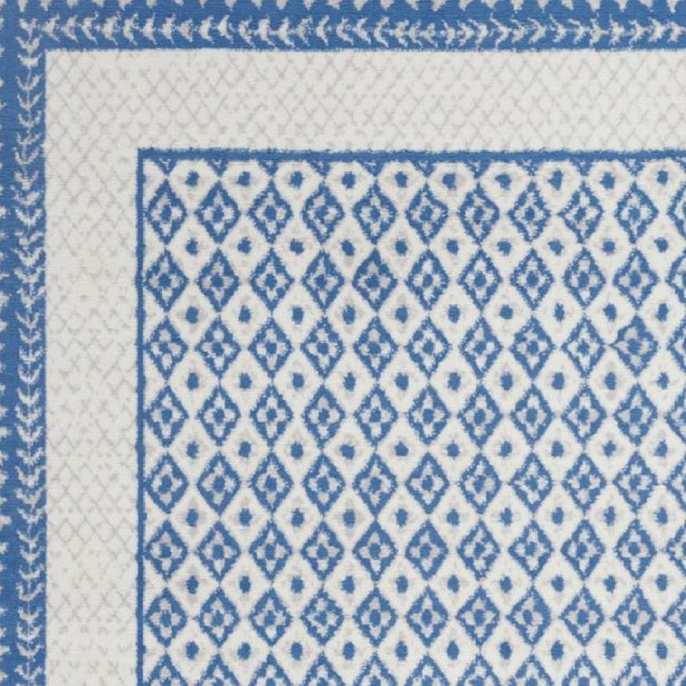 4" X 6" Navy Blue Geometric Dhurrie Area Rug