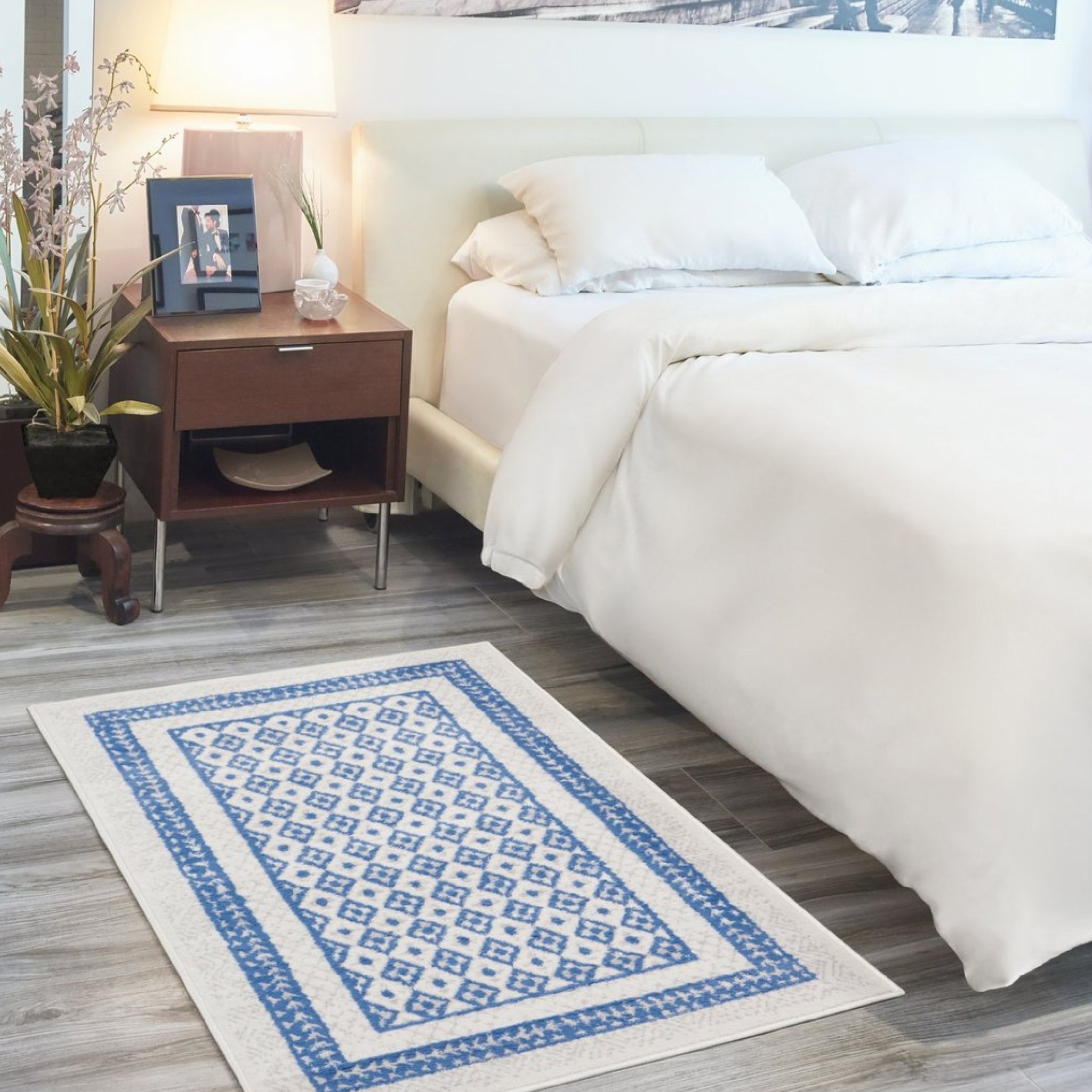4" X 6" Navy Blue Geometric Dhurrie Area Rug