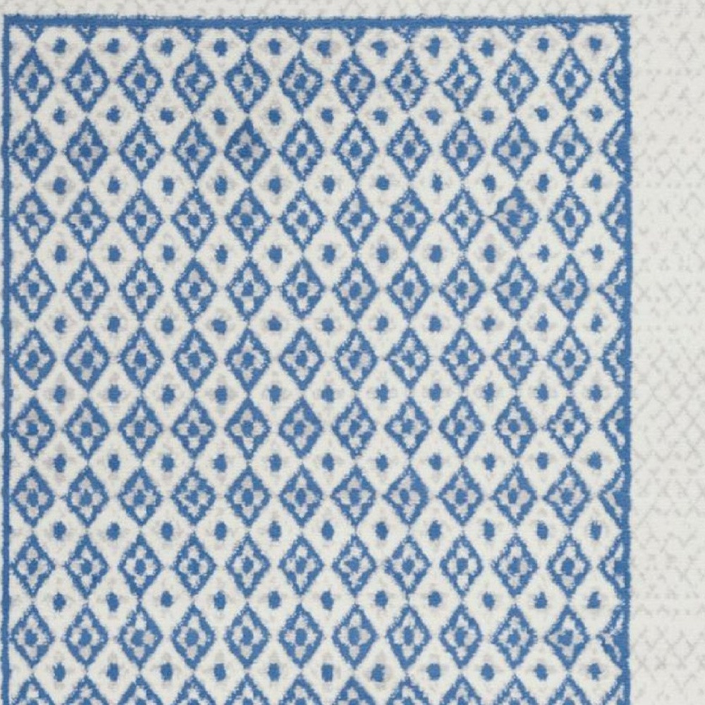 5" X 7" Navy Blue Geometric Dhurrie Area Rug
