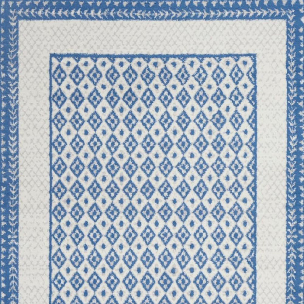 6" X 9" Navy Blue Geometric Dhurrie Area Rug