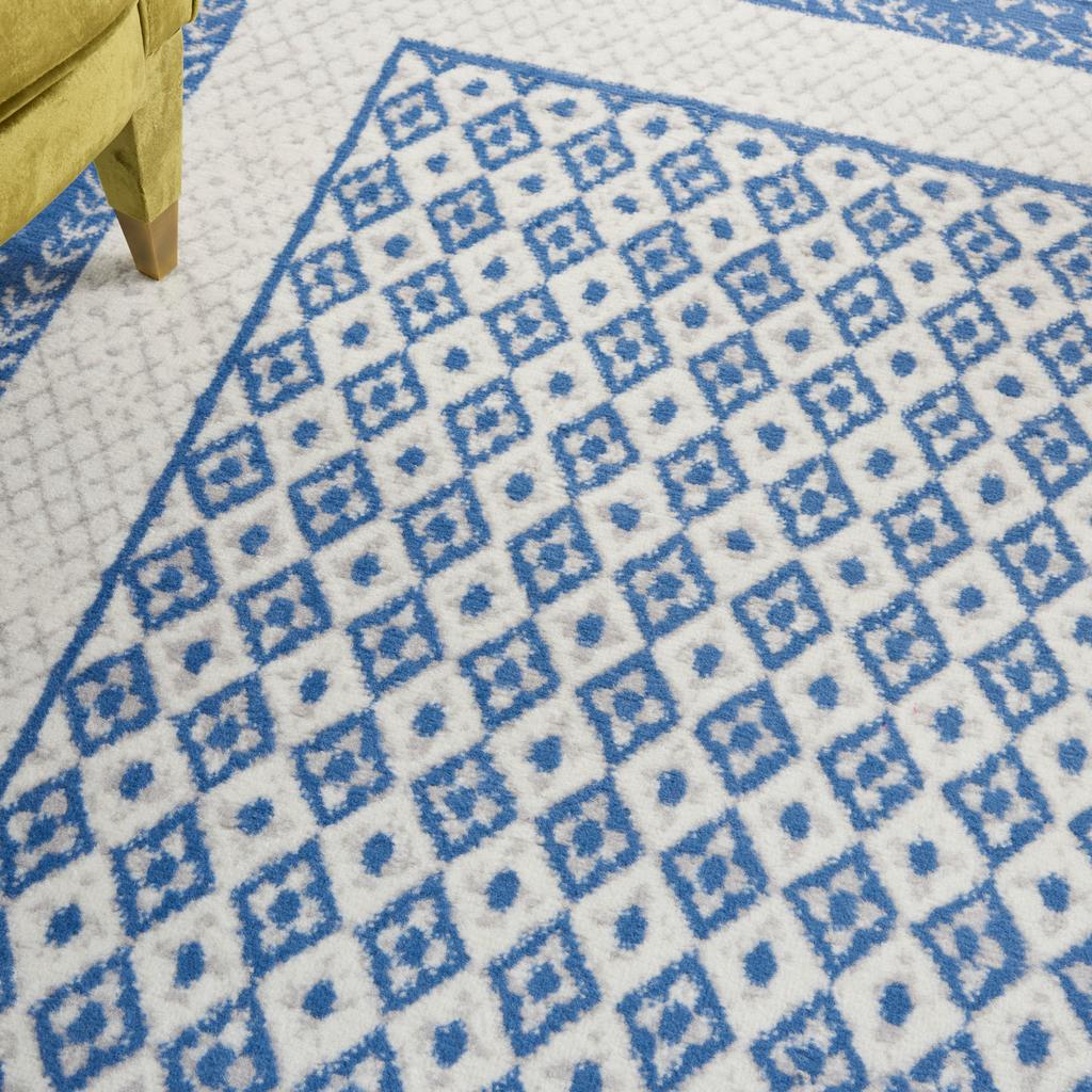 6" X 9" Navy Blue Geometric Dhurrie Area Rug