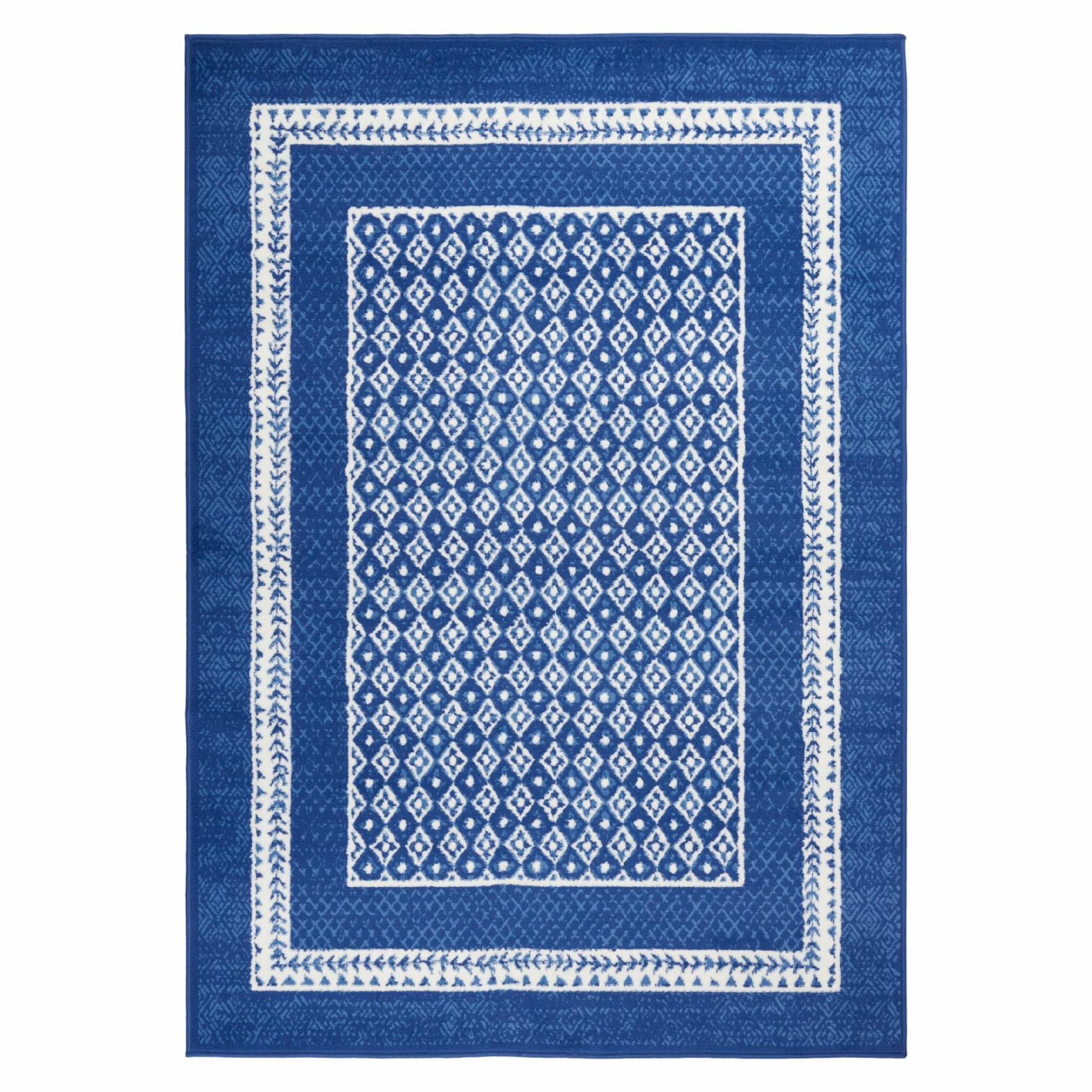 5' X 7' Navy Blue Geometric Dhurrie Area Rug-385884-1