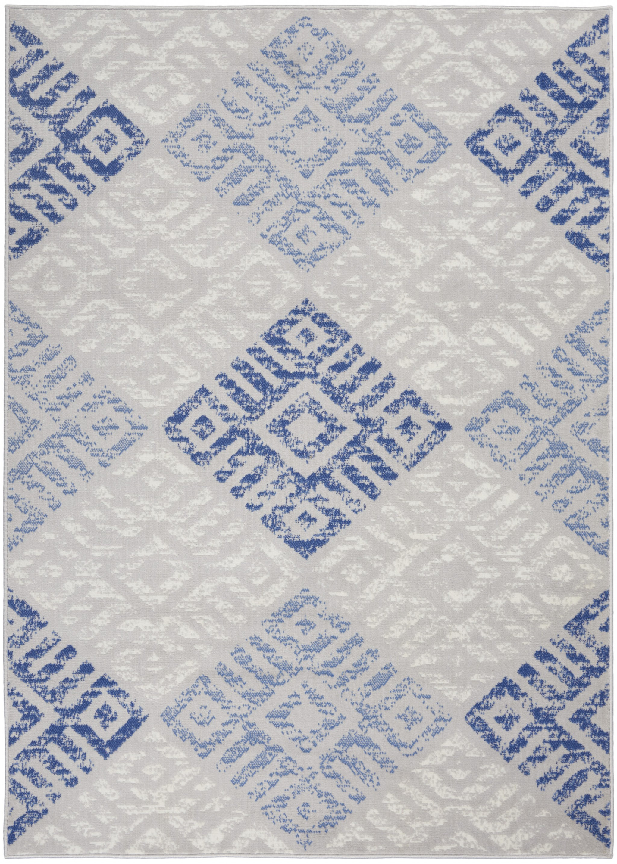 5' X 7' Blue And Gray Geometric Area Rug-385905-1