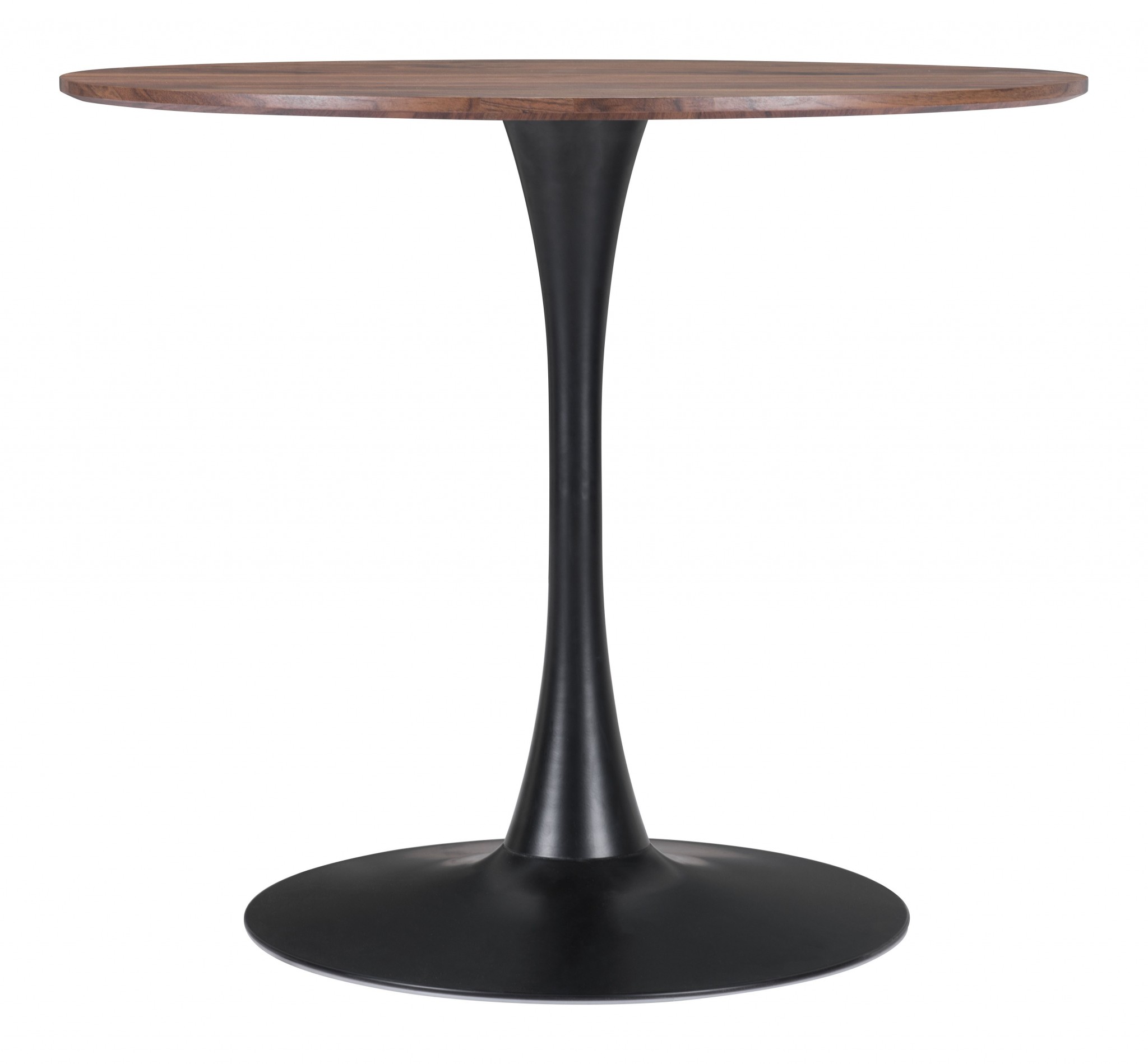 Brown and Black Round Dining Table