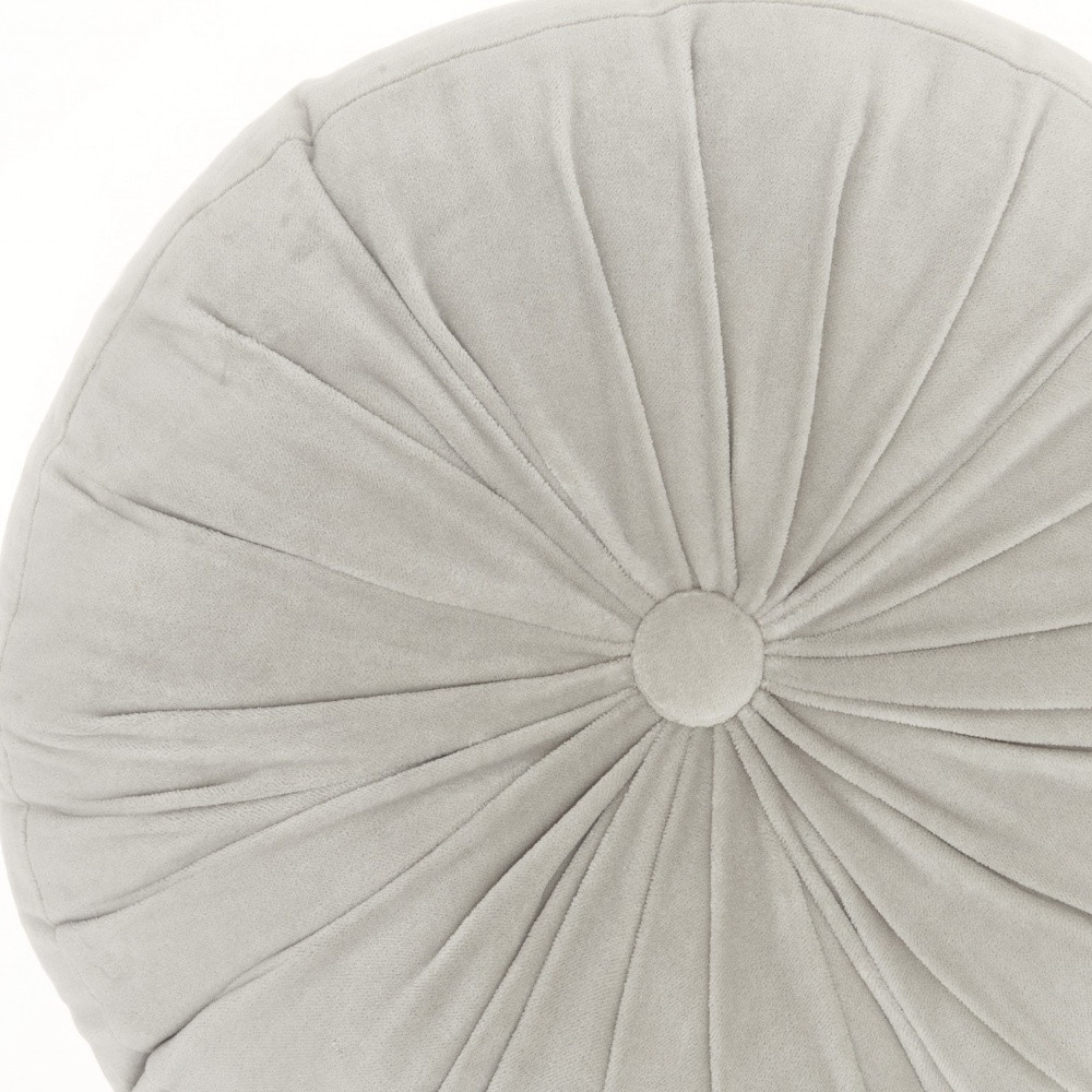 16" X 16" Light Gray Round Velvet Throw Pillow