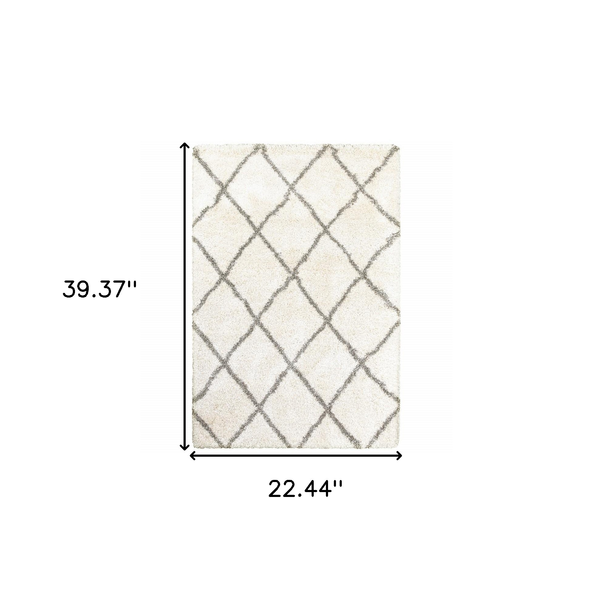 2" X 3" Ivory And Gray Geometric Lattice Scatter Rug