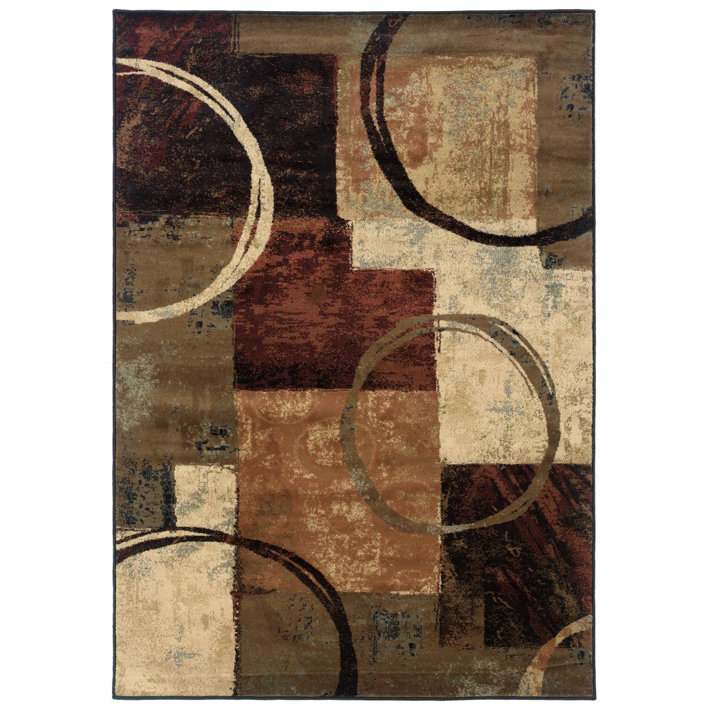 2’ X 3’ Brown And Black Abstract Geometric Scatter Rug-387924-1