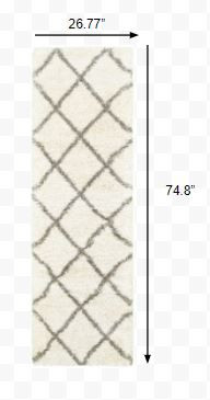 2" X 8" Ivory And Gray Geometric Lattice Runner Rug